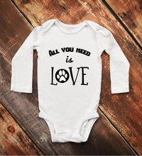 Load image into Gallery viewer, All You Need Is Love Cute Paw Print Baby Bodysuit