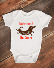 Load image into Gallery viewer, Dachshund Through The Snow Cute Baby Bodysuit