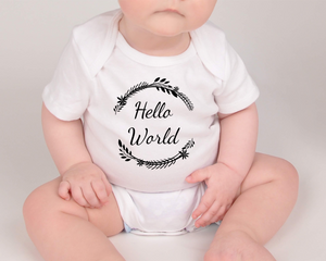Hello World Baby Girl Bodysuit