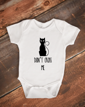 Load image into Gallery viewer, Don&#39;t Cross Me Black Cat Baby Bodysuit