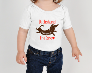 Dachshund Through The Snow Cute Baby Bodysuit